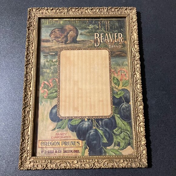 Antique 1909 Calendar in Ornate Gesso Frame Beaver Prunes HS Gile Salem Oregon - Picture 7 of 8